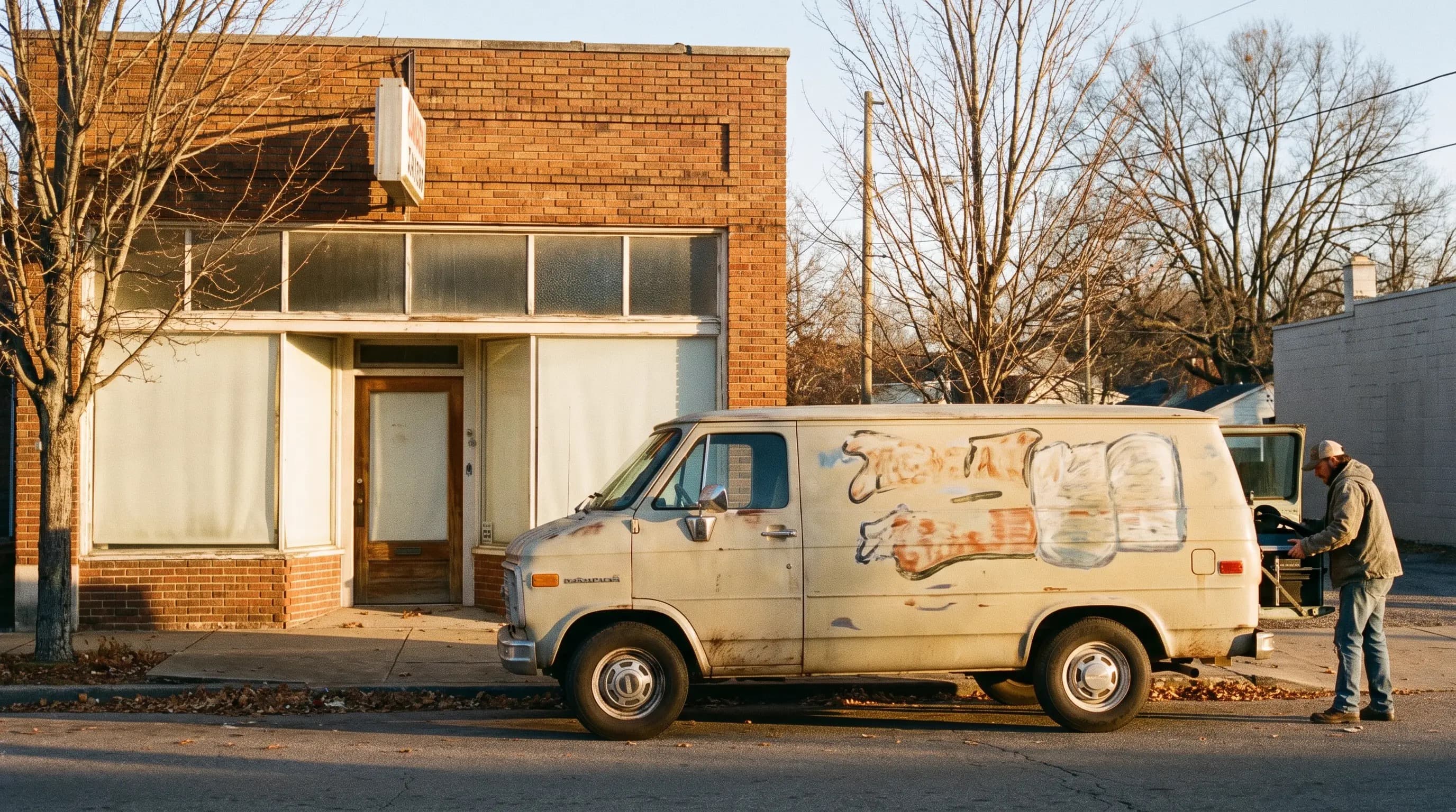 Kestler Heating & Cooling service van outside the shop
